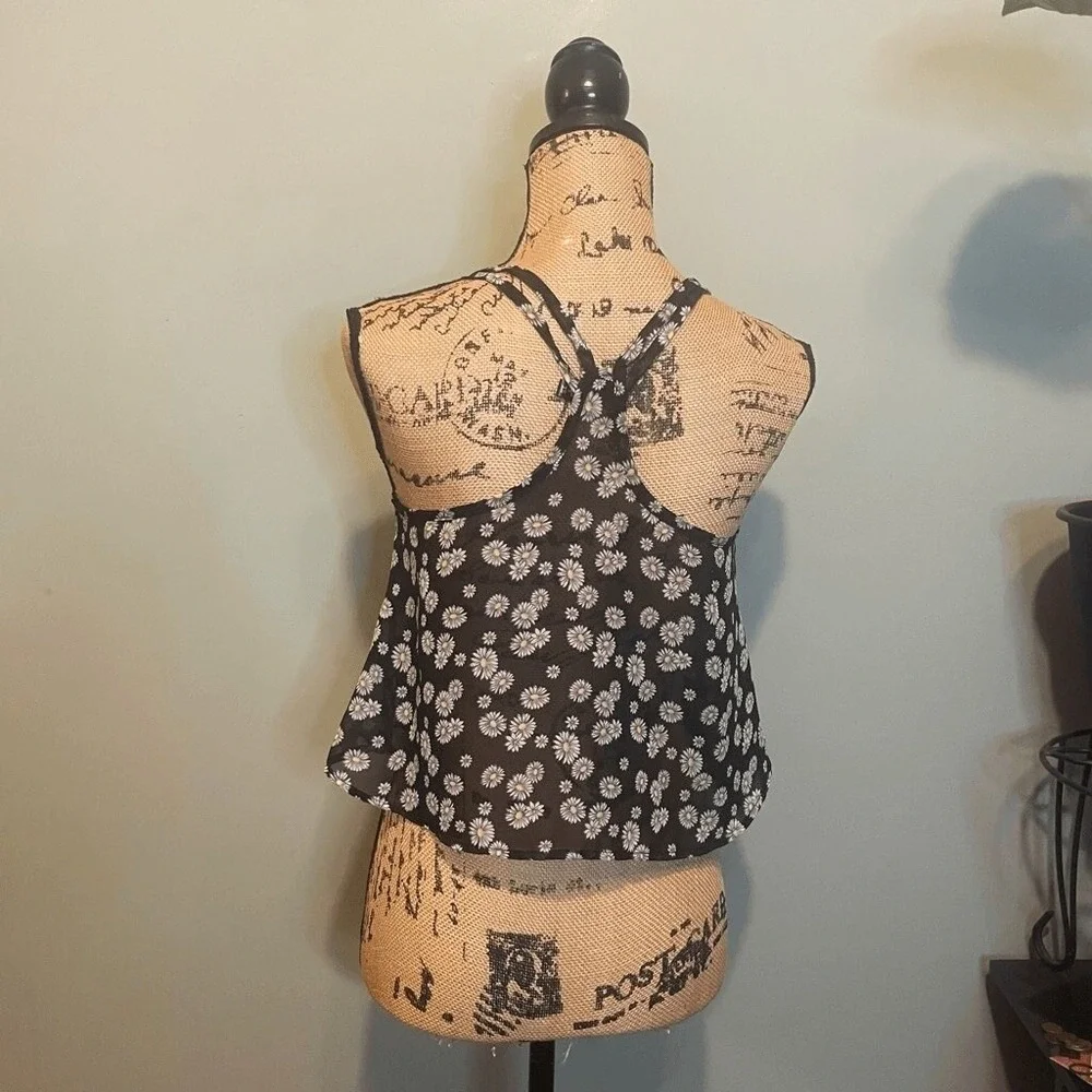 Full Tilt‎ Sheer Daisy Floral Swim Cover Up Tank Top Flowy